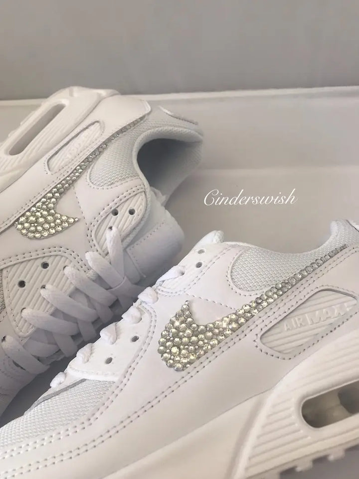 Bling Rhinestone All White Bridal Custom Air Force 1, Custom Wedding Sneakers for Brides