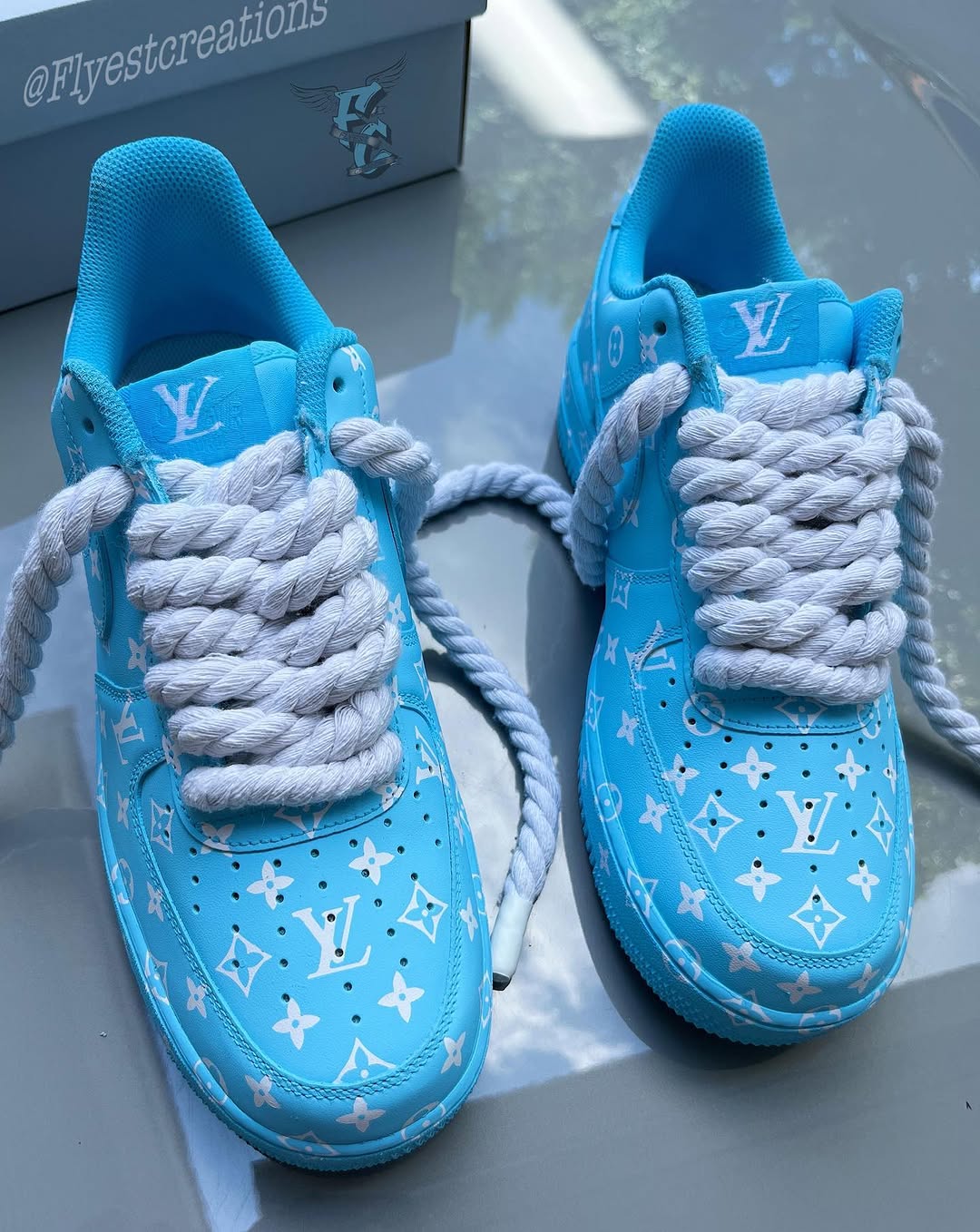 Hand Painted Light Blue Custom Air Force 1 Sneakers