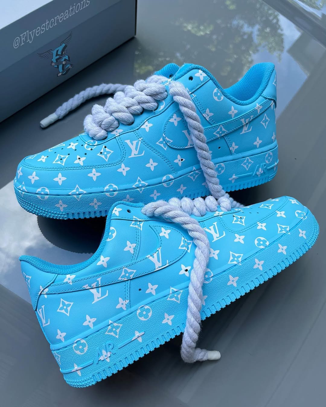 Hand Painted Light Blue Custom Air Force 1 Sneakers