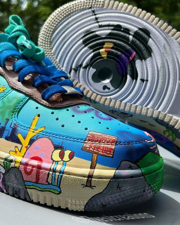Hand Painted SpongeBob Custom Air Force 1 Sneakers
