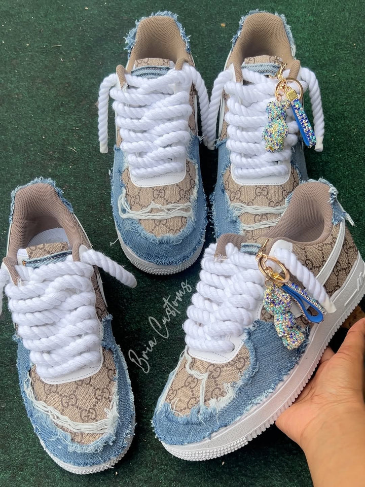 Custom Handmade Air Force 1 Sneakers with Rope Laces