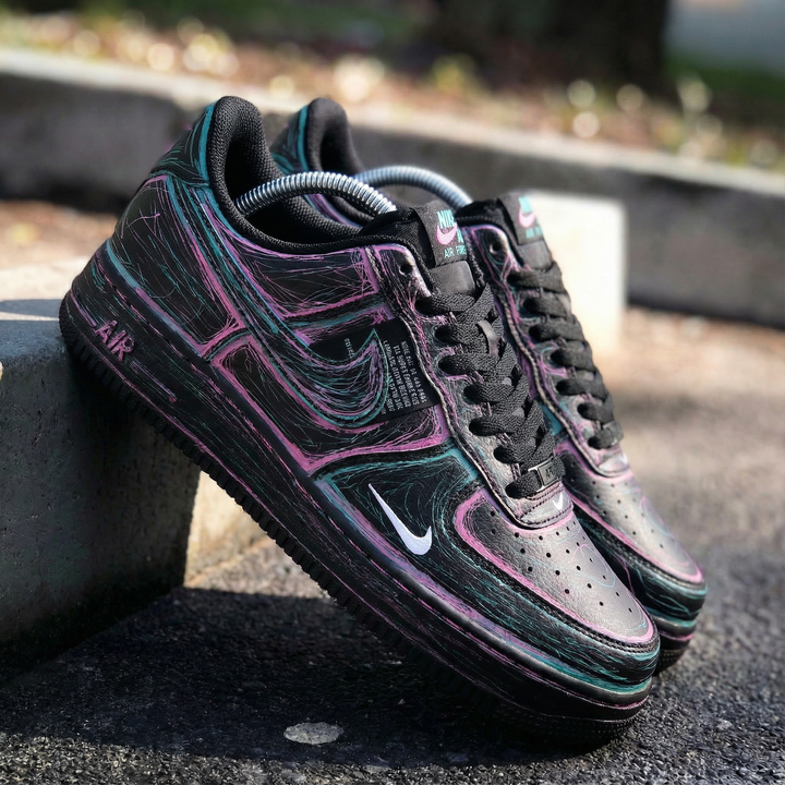 Abstract Pattern Pink Teal Custom Air Force 1