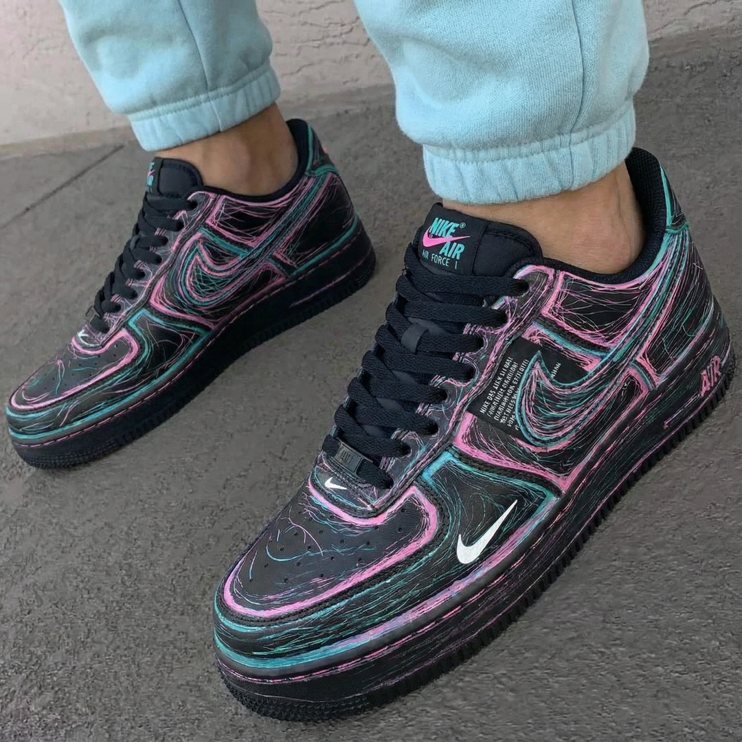 Abstract Pattern Pink Teal Custom Air Force 1