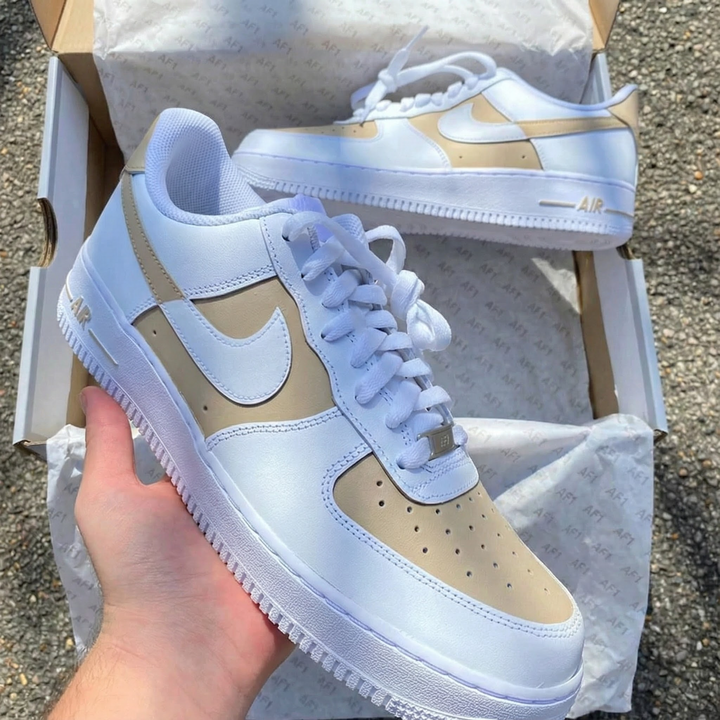 Beige and White Custom Air Force 1