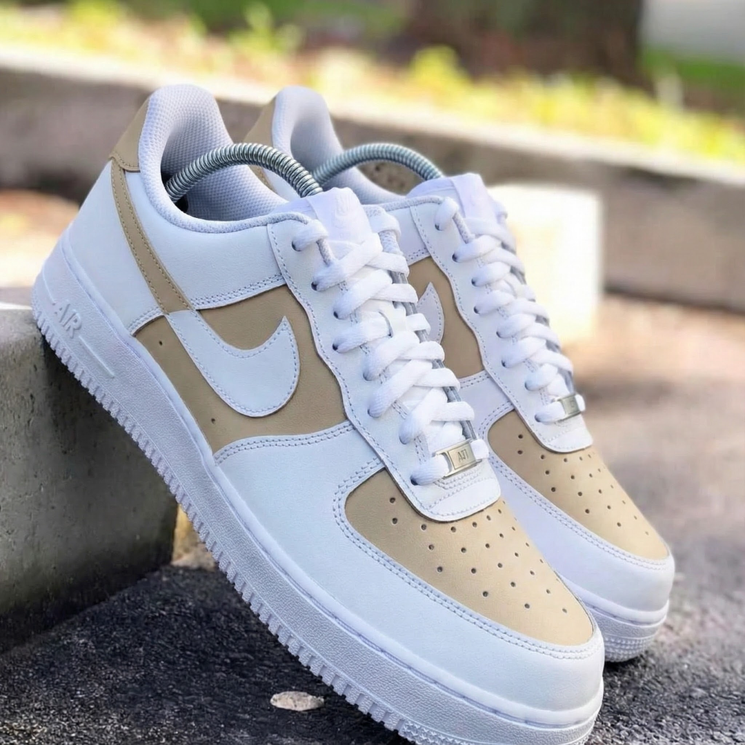 Beige and White Custom Air Force 1
