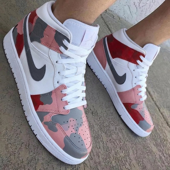 Camo Baby Pink Red Gray Custom Air Jordan 1