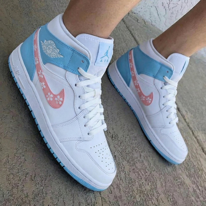 Cherry Blossom Baby Blue Pink Custom Air Jordan 1