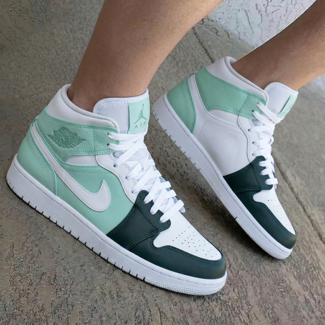 Color Block Mint Green Dark Green Custom Air Jordan 1