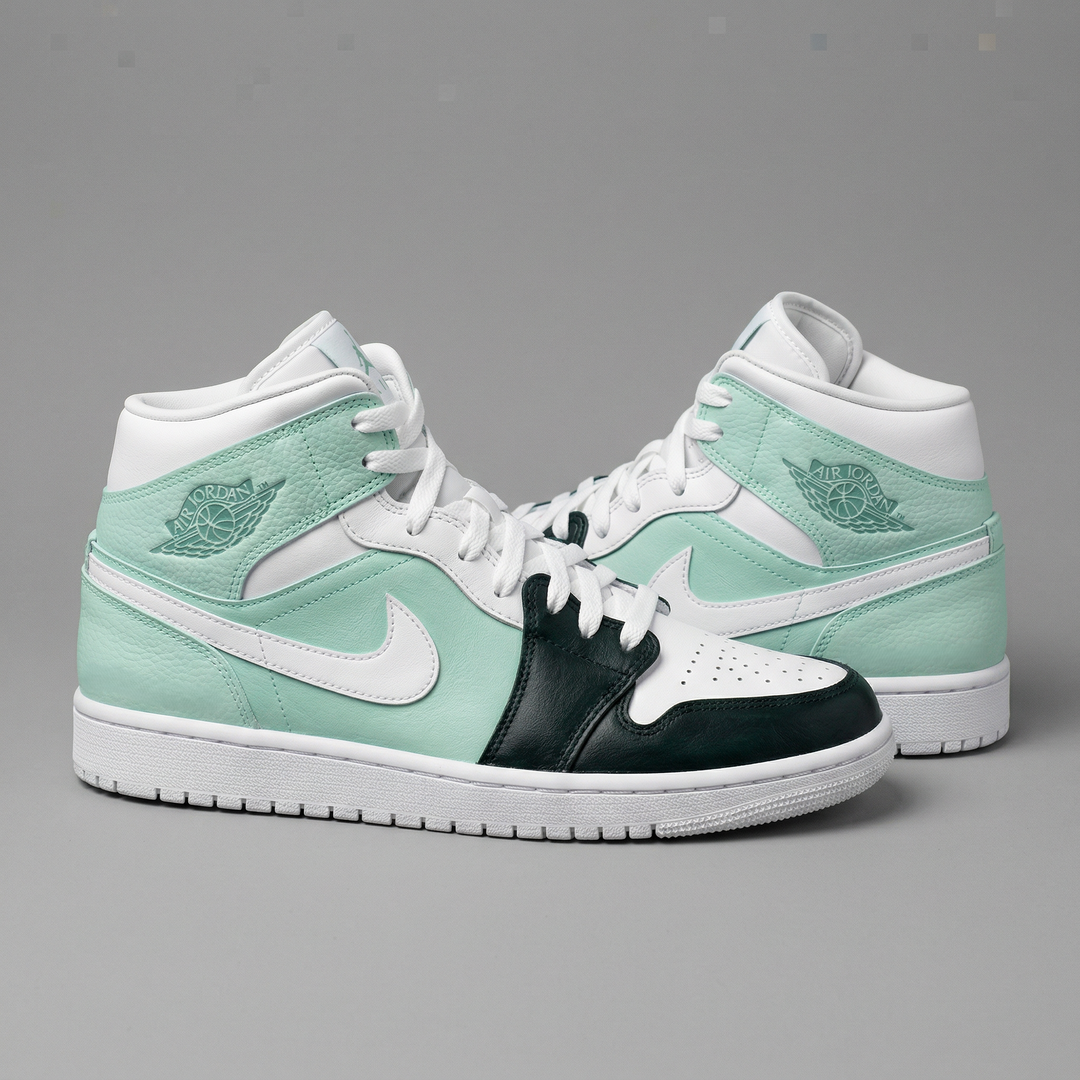 Color Block Mint Green Dark Green Custom Air Jordan 1
