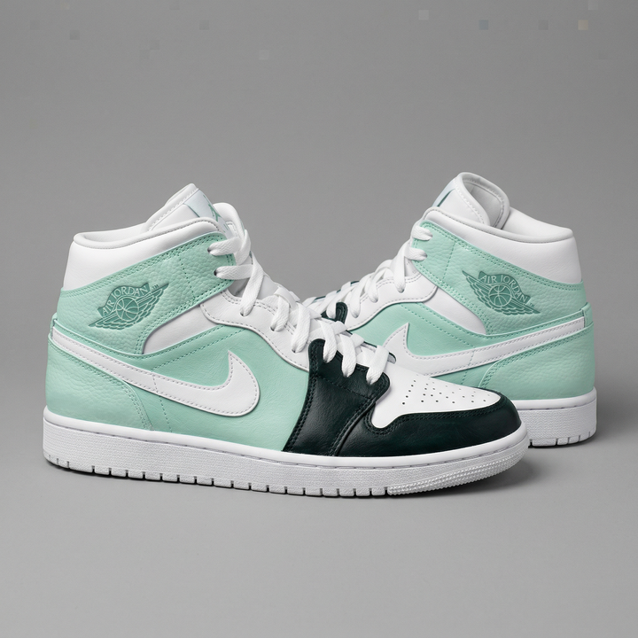 Color Block Mint Green Dark Green Custom Air Jordan 1