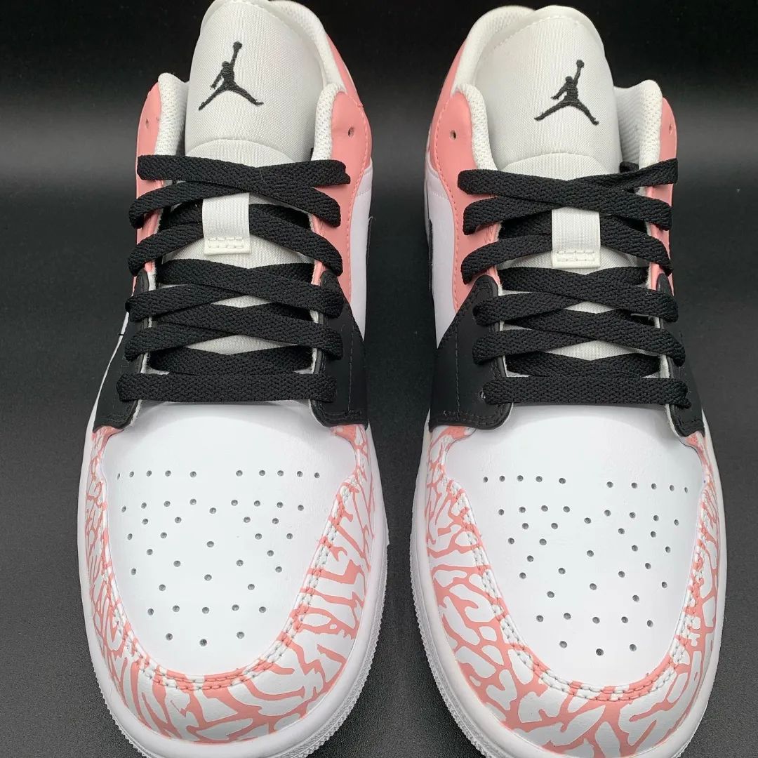 Cracked Pattern Baby Pink Black Custom Air Jordan 1