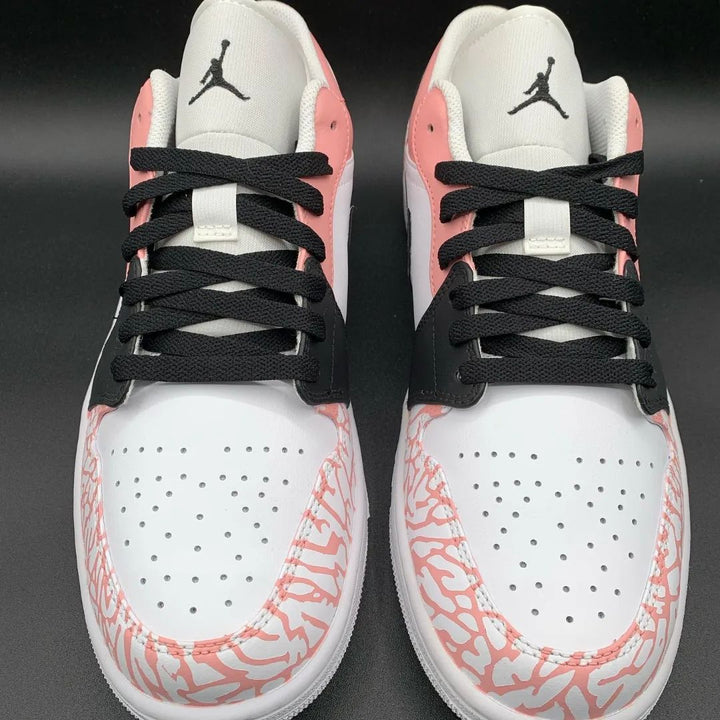 Cracked Pattern Baby Pink Black Custom Air Jordan 1