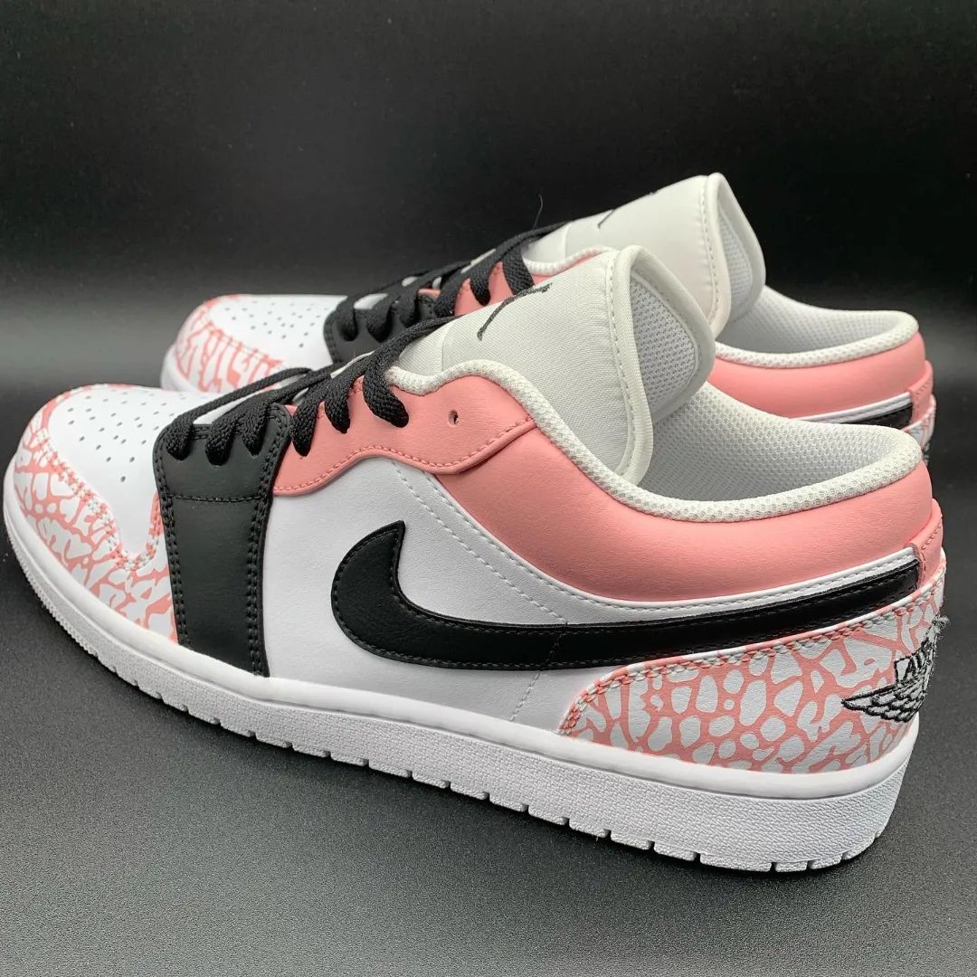 Cracked Pattern Baby Pink Black Custom Air Jordan 1