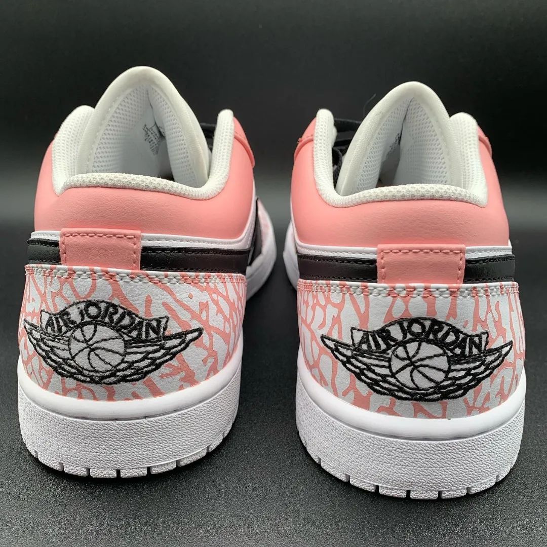 Cracked Pattern Baby Pink Black Custom Air Jordan 1