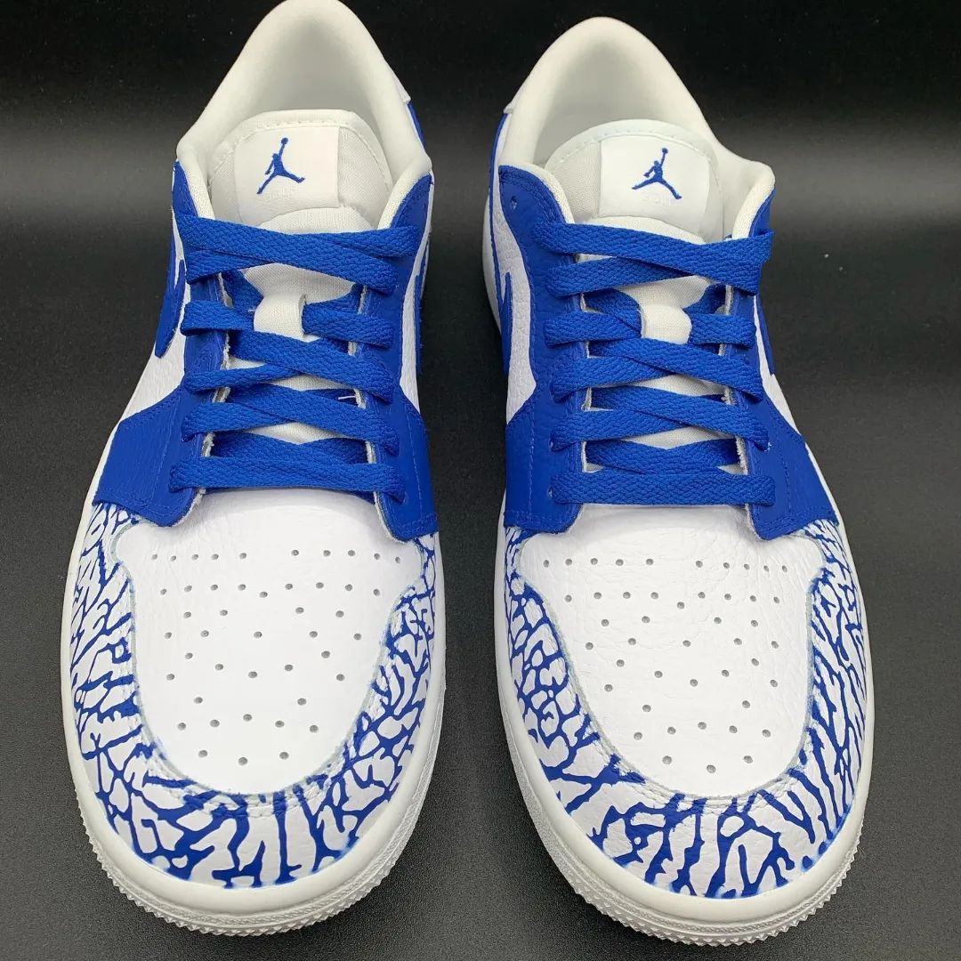 Cracked Pattern Blue White Custom Air Jordan 1