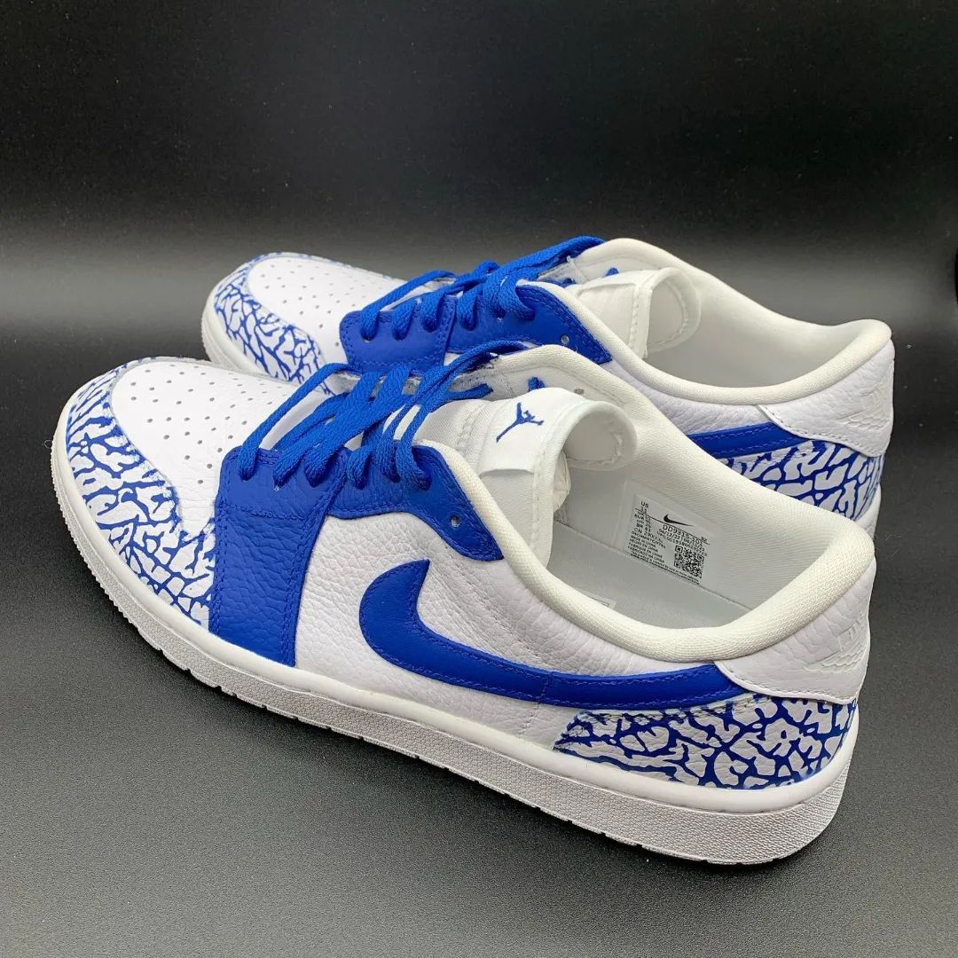 Cracked Pattern Blue White Custom Air Jordan 1