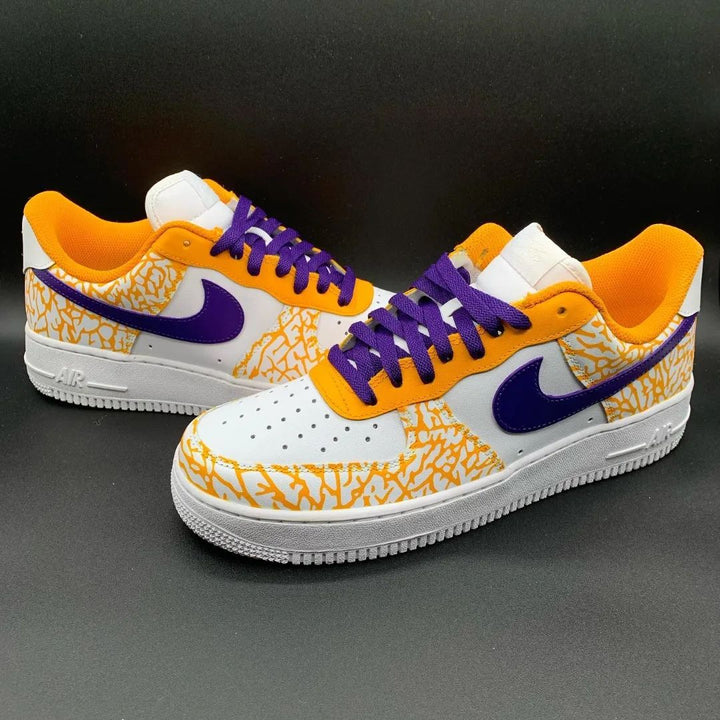 Cracked Pattern Orange Purple Custom Air Force 1
