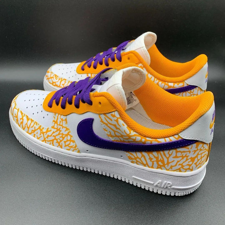 Cracked Pattern Orange Purple Custom Air Force 1