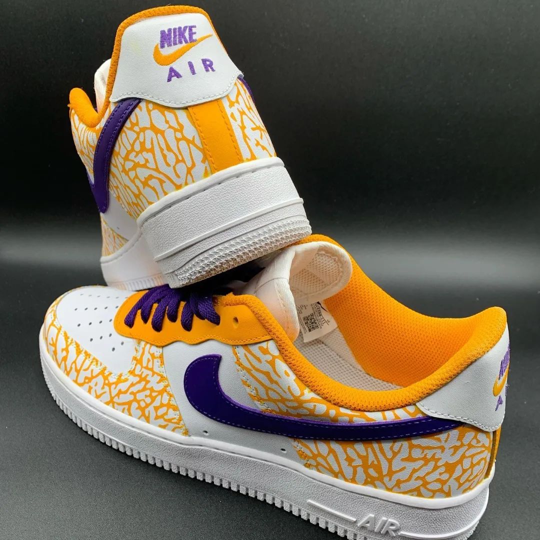 Cracked Pattern Orange Purple Custom Air Force 1