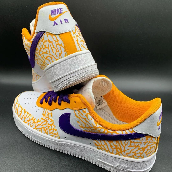 Cracked Pattern Orange Purple Custom Air Force 1