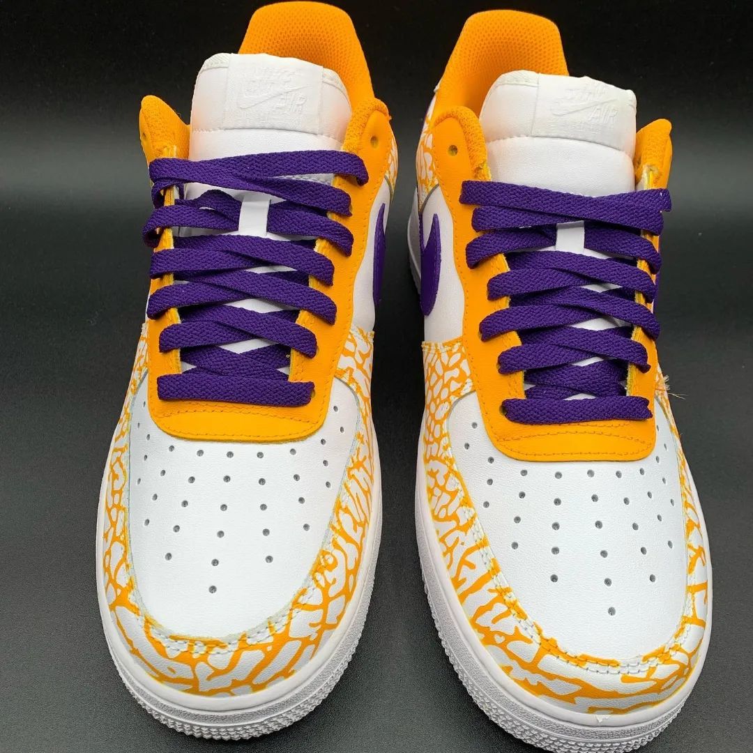 Cracked Pattern Orange Purple Custom Air Force 1