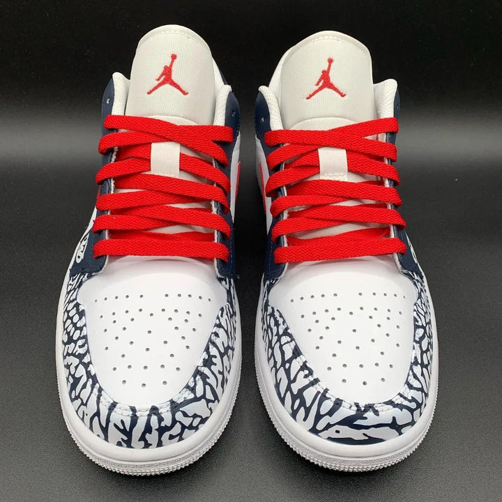 Cracked Pattern Red Navy Custom Air Jordan 1
