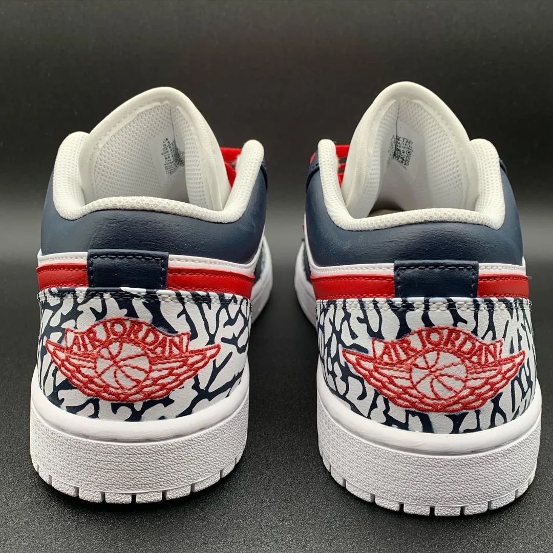 Cracked Pattern Red Navy Custom Air Jordan 1