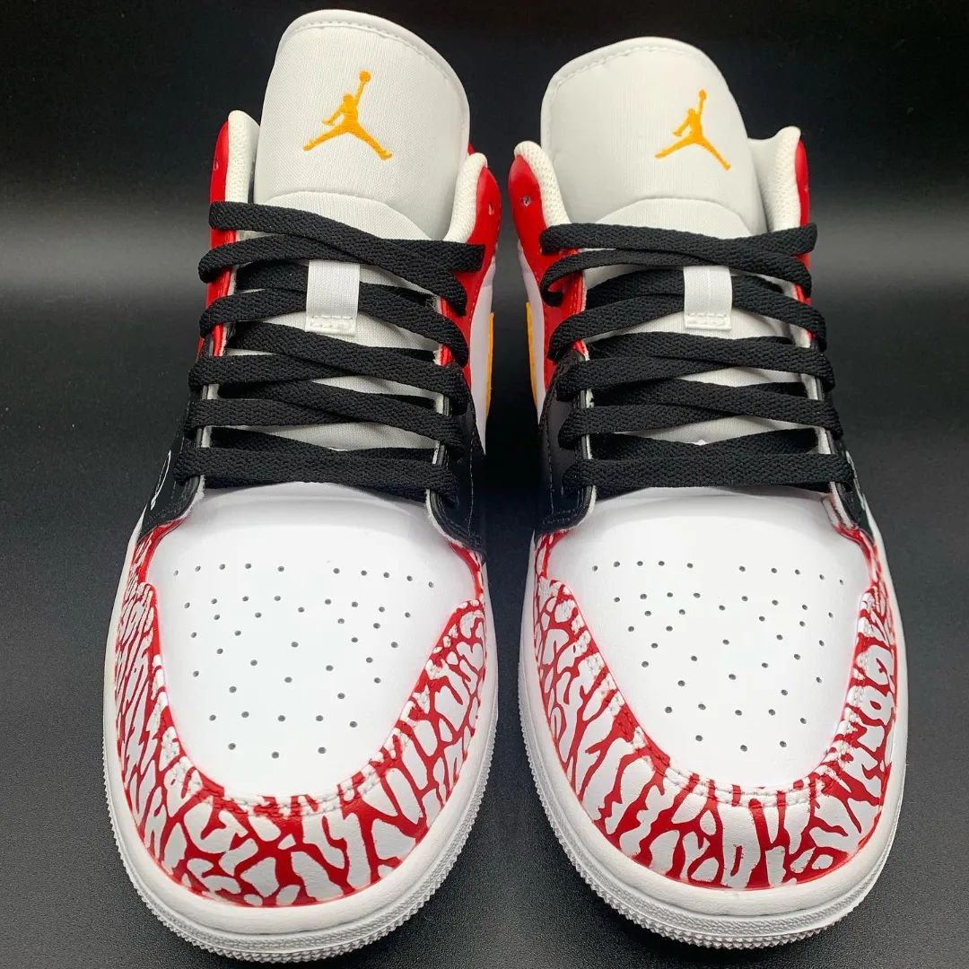 Cracked Pattern Red Yellow Black Custom Air Jordan 1
