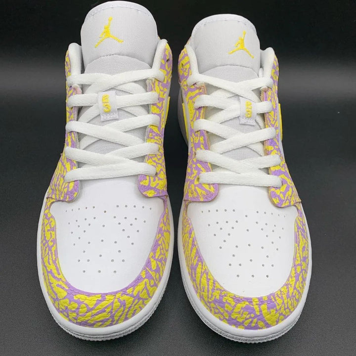 Cracked Pattern Yellow Purple Custom Air Jordan 1