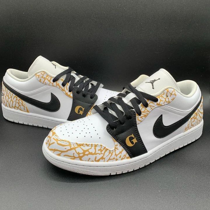 Crackle Pattern Black Gold Custom Air Jordan 1