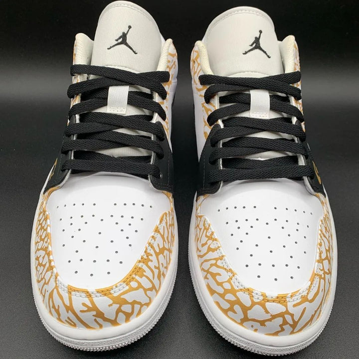 Crackle Pattern Black Gold Custom Air Jordan 1