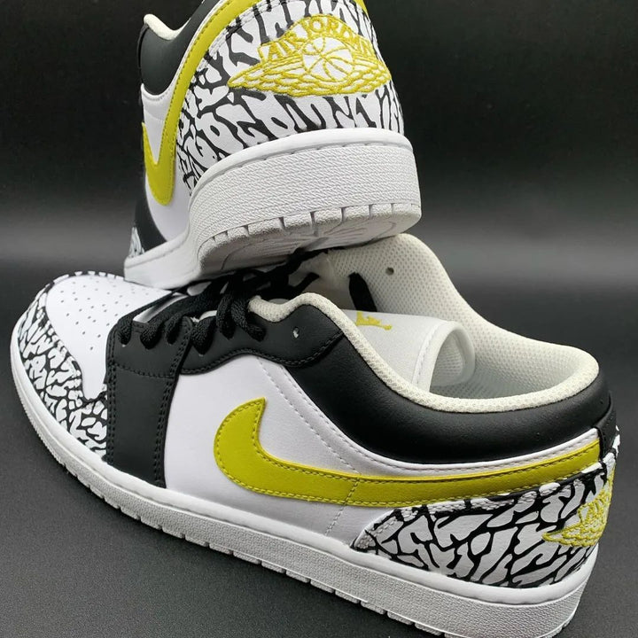 Crackle Pattern Black Yellow Custom Air Jordan 1