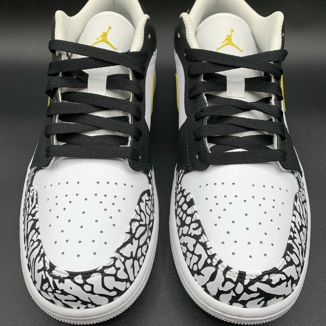 Crackle Pattern Black Yellow Custom Air Jordan 1