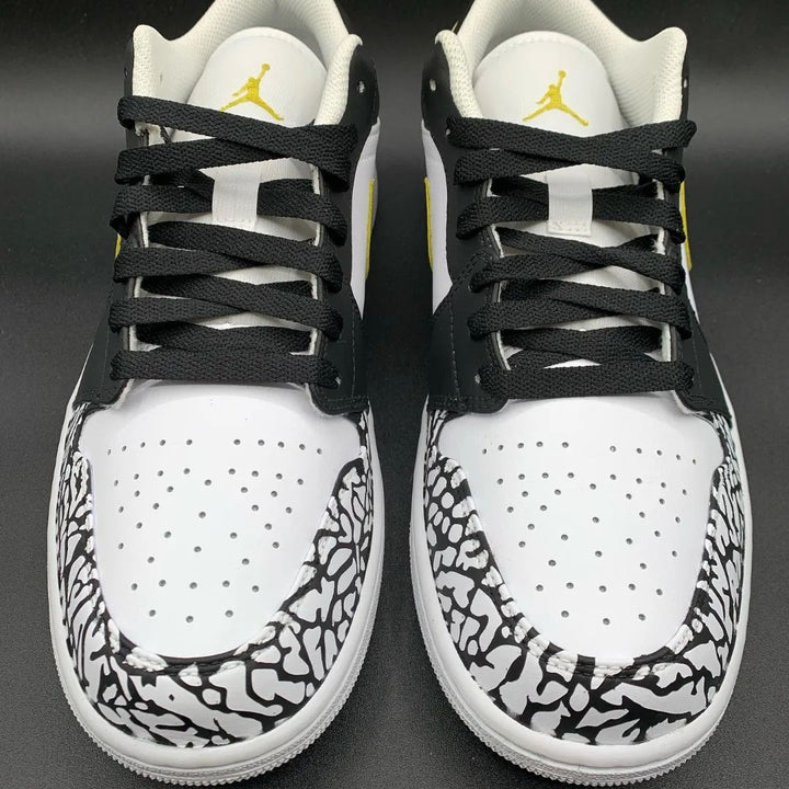Crackle Pattern Black Yellow Custom Air Jordan 1