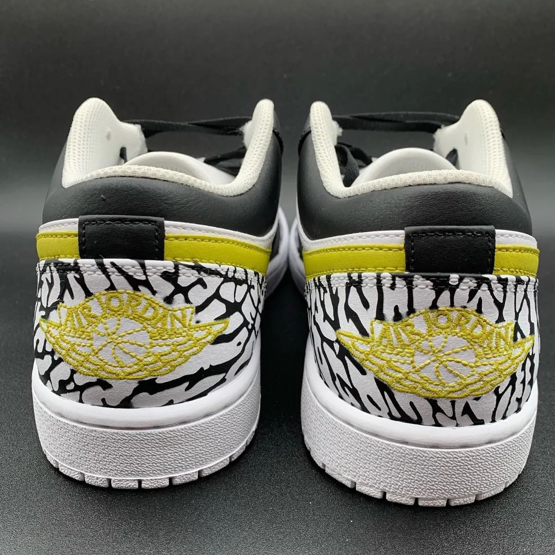 Crackle Pattern Black Yellow Custom Air Jordan 1