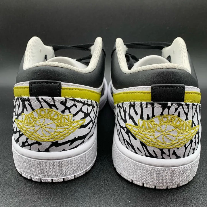 Crackle Pattern Black Yellow Custom Air Jordan 1