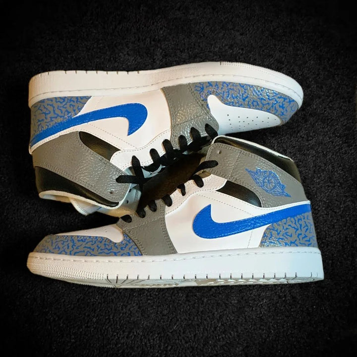 Crackle Pattern Gray Blue Custom Air Jordan 1