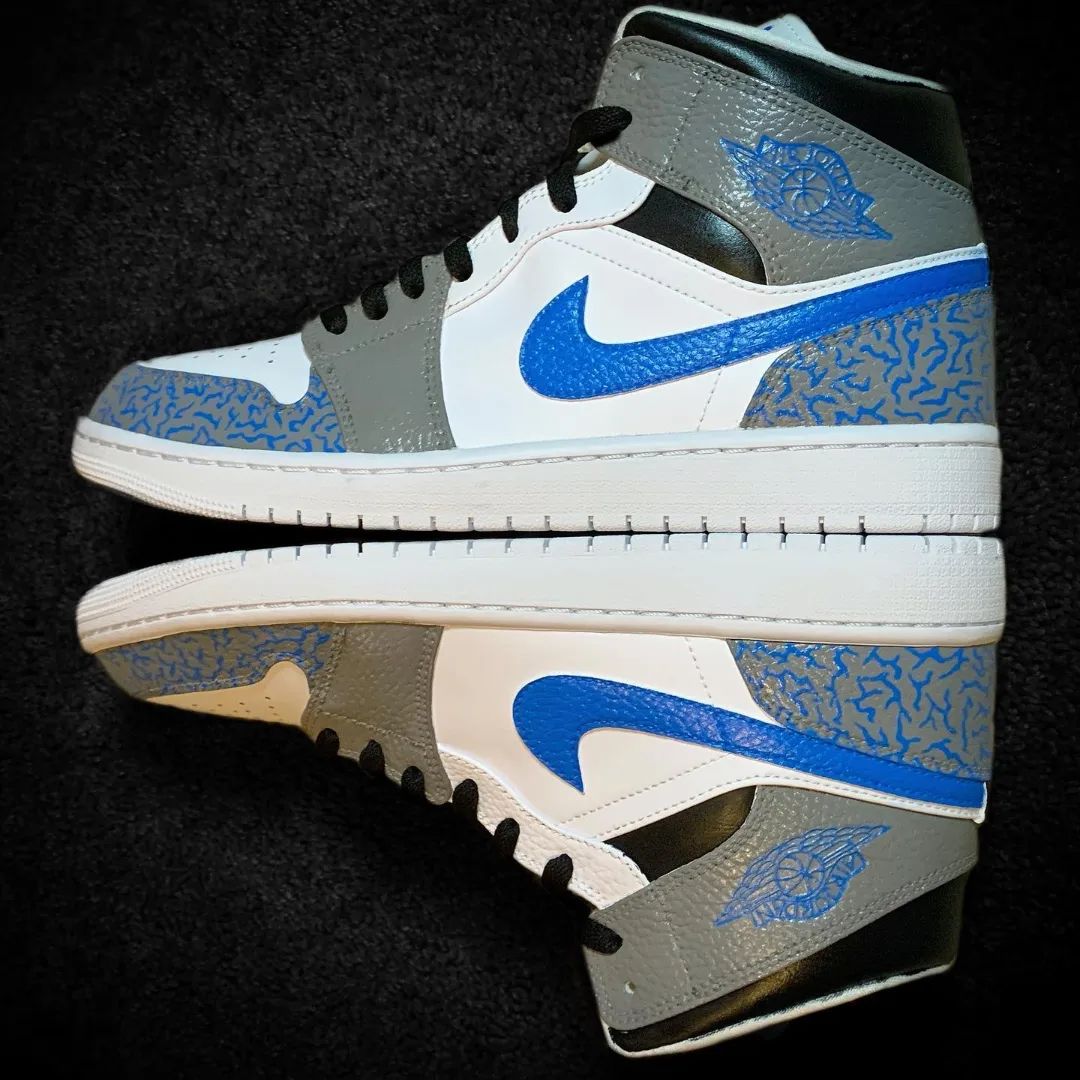 Crackle Pattern Gray Blue Custom Air Jordan 1