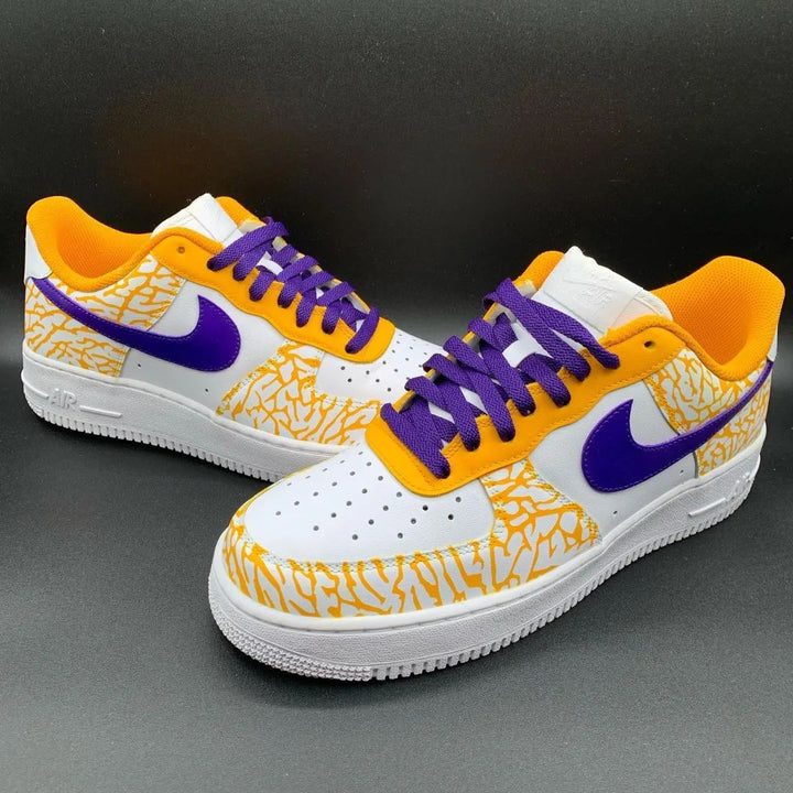 Crackle Pattern Orange Purple Custom Air Force 1