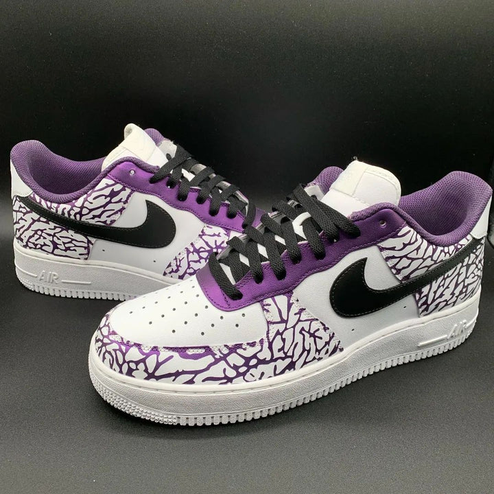 Crackle Pattern Purple Black Custom Air Force 1