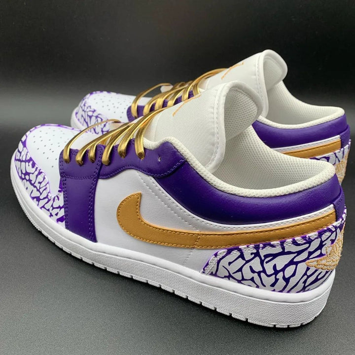 Crackle Pattern Purple Gold Custom Air Jordan 1