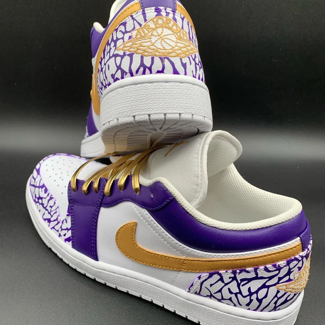 Crackle Pattern Purple Gold Custom Air Jordan 1