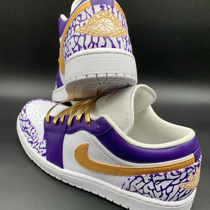Crackle Pattern Purple Gold Custom Air Jordan 1