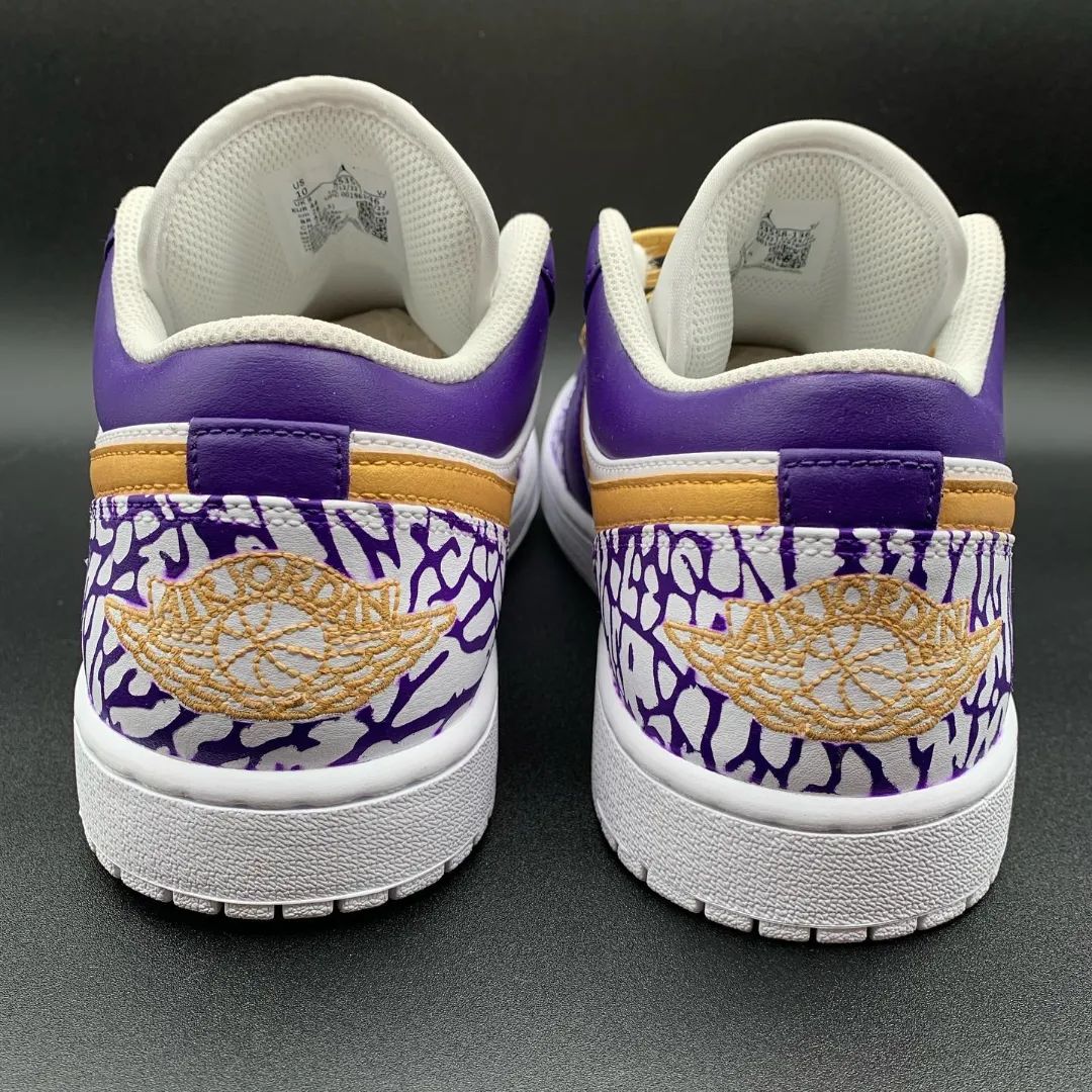 Crackle Pattern Purple Gold Custom Air Jordan 1