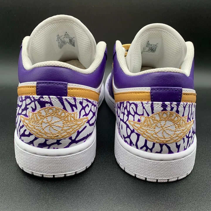 Crackle Pattern Purple Gold Custom Air Jordan 1