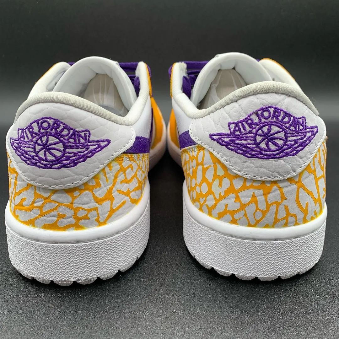 Crackle Pattern Yellow Purple Custom Air Jordan 1