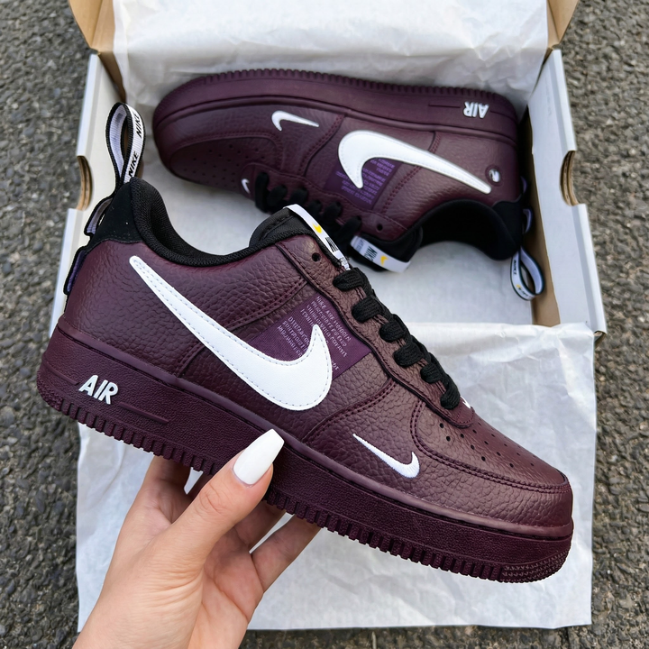 Crocodile Pattern Burgundy White Custom Air Force 1