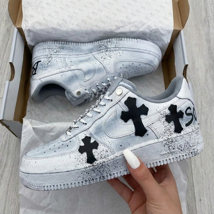 Cross Pattern Gray Custom Air Force 1