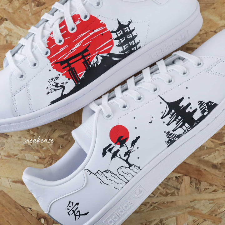 Custom Adidas White Japanese LAndscape Theme