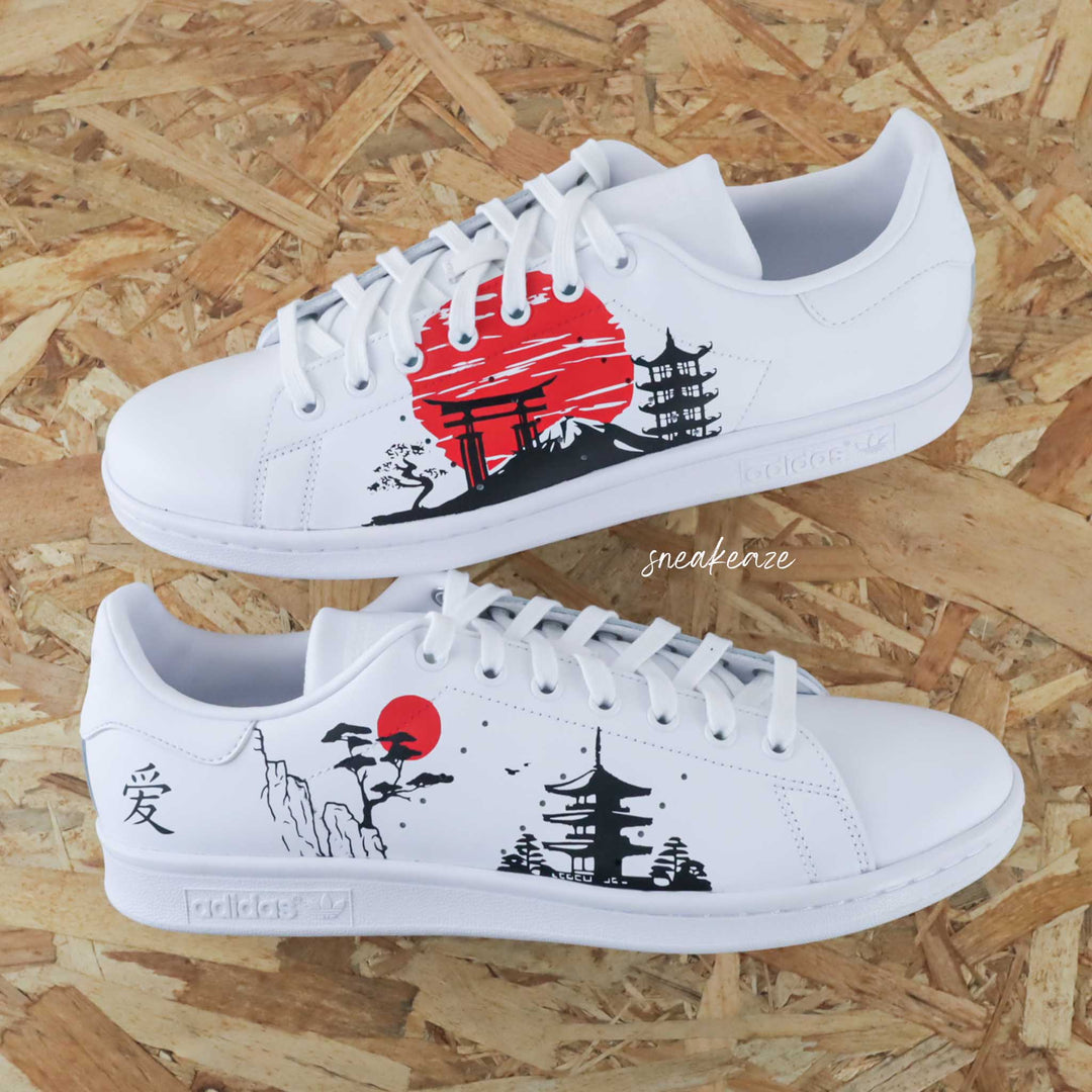 Custom Adidas White Japanese LAndscape Theme